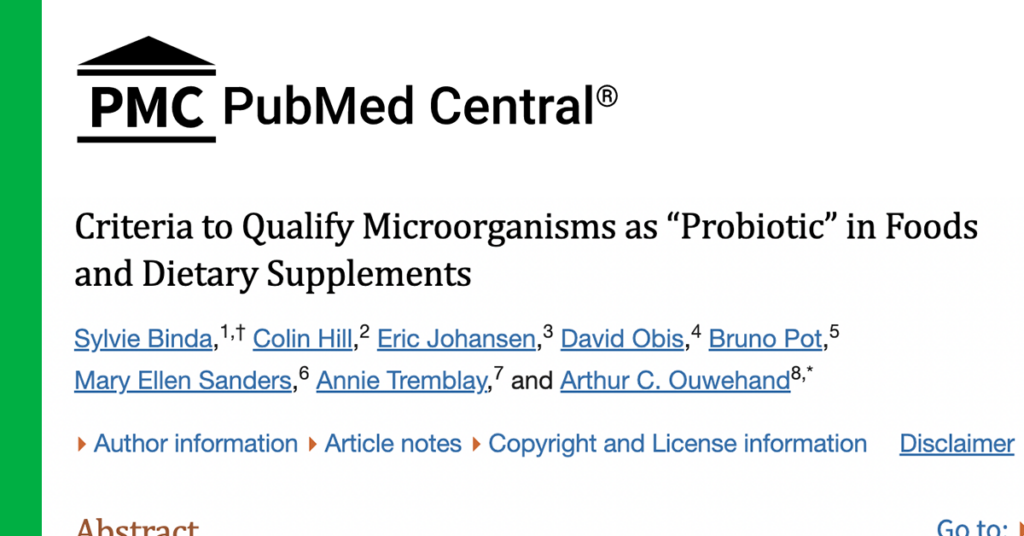 <em>Frontiers in Microbiology:</em> Criteria to qualify microorganisms as “probiotic” in foods and dietary supplements