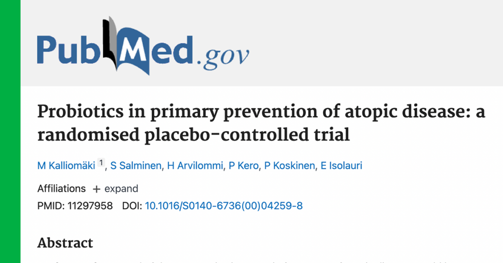 <em>Lancet:</em> Probiotics in primary prevention of atopic disease: a randomised placebo-controlled trial