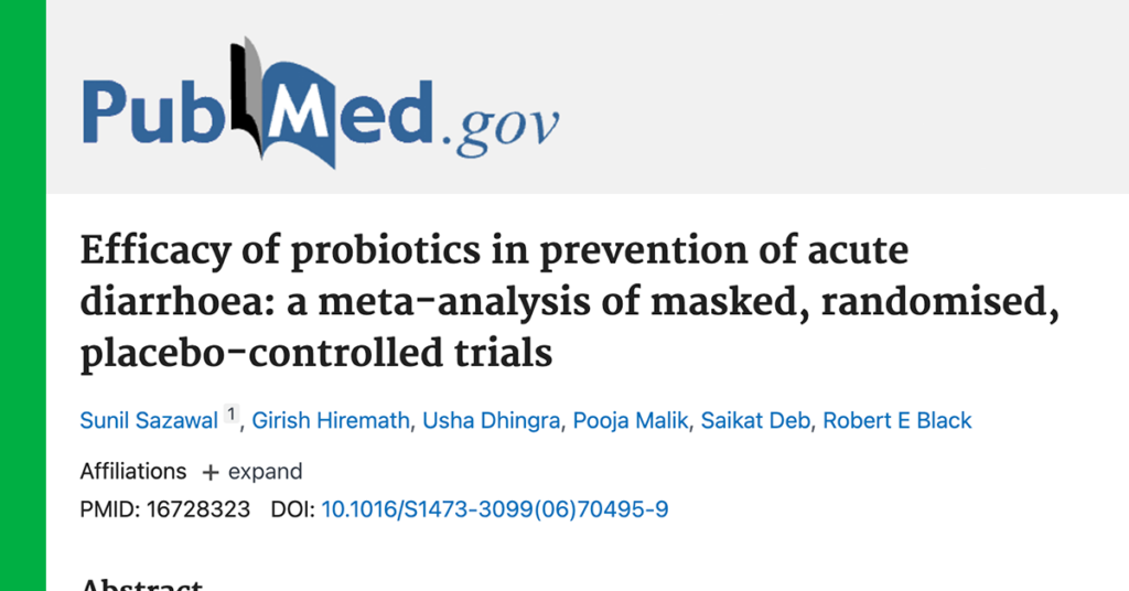 <em>The Lancet Infectious Diseases:</em> Efficacy of probiotics in prevention of acute diarrhoea: a meta-analysis of masked, randomised, placebo-controlled trials