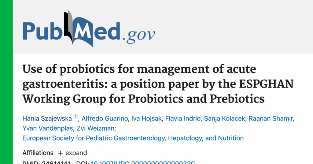 <em>Journal of Pediatric Gastroenterology & Nutrition:</em> Use of probiotics for management of acute gastroenteritis: a position paper by the ESPGHAN Working Group for Probiotics and Prebiotics