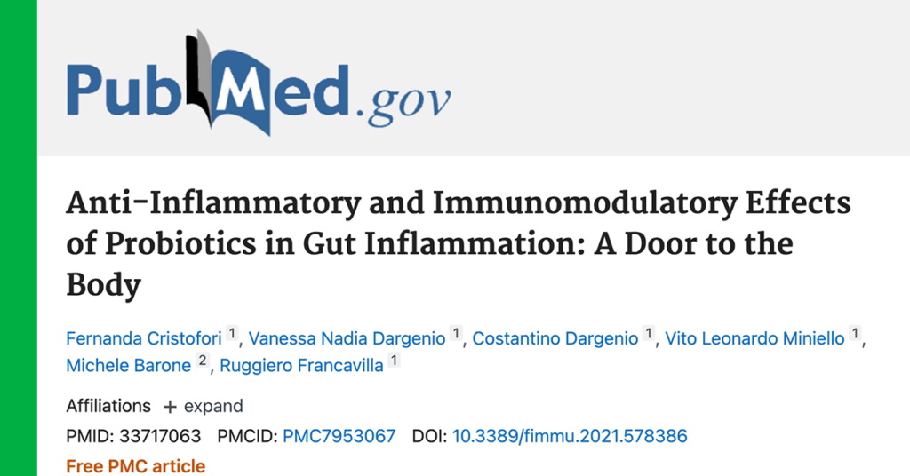 <em>Frontiers in Immunology:</em> Anti-Inflammatory and Immunomodulatory Effects of Probiotics in Gut Inflammation: A Door to the Body