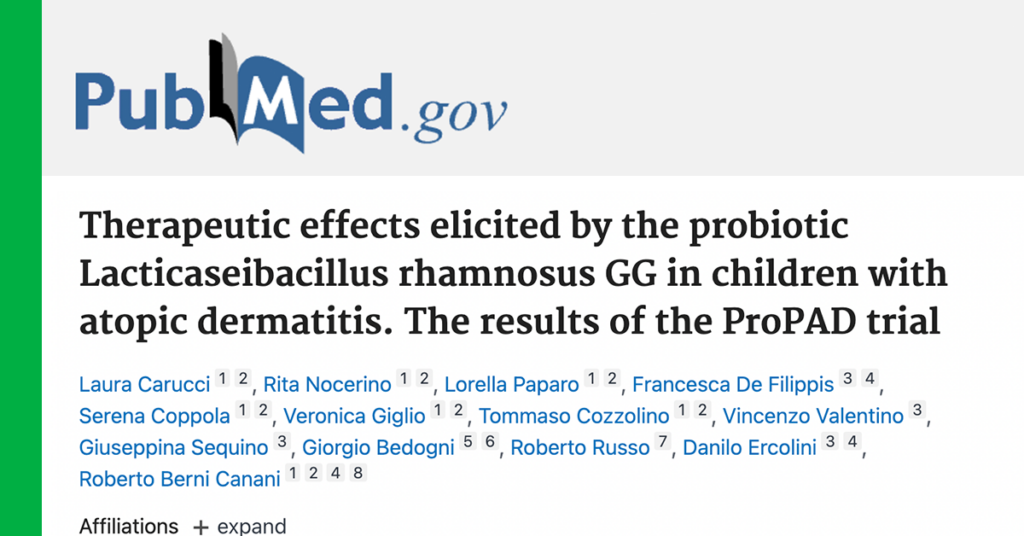 <em>Pediatric Allergy and Immunology:</em> Therapeutic effects elicited by the probiotic Lacticaseibacillus rhamnosus GG in children with atopic dermatitis