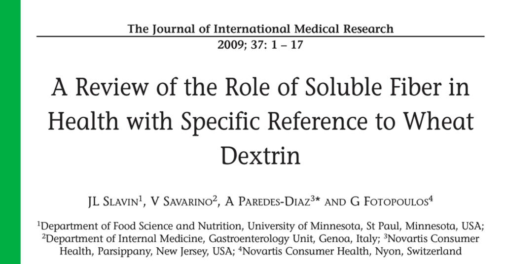 A Review of the Role of Soluble Fiber in Health with Specific Reference to Wheat Dextrin