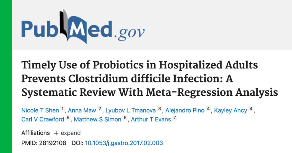 Timely Use of Probiotics in Hospitalized Adults Prevents <em>Clostridium difficile</em> Infection: A Systematic Review With Meta-Regression Analysis