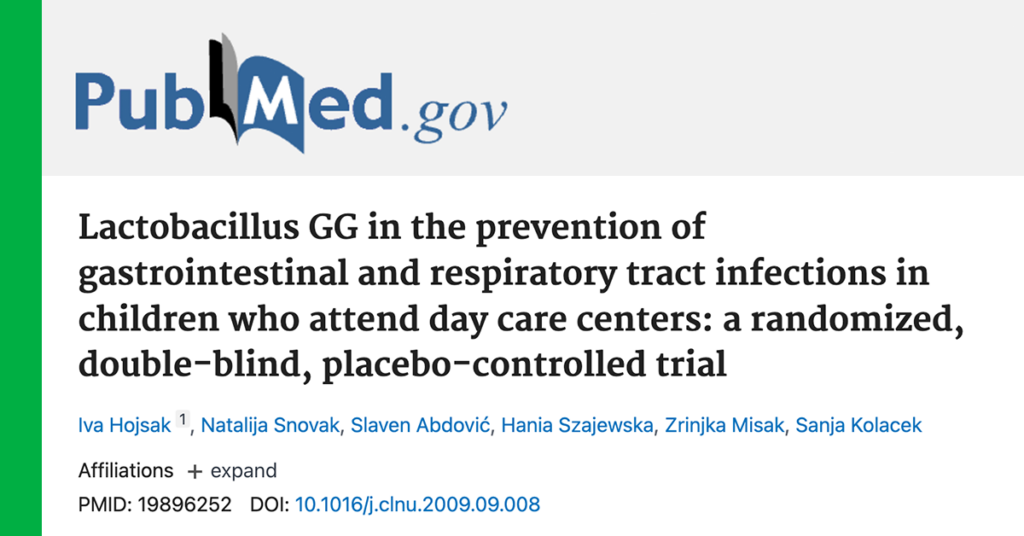 Lactobacillus GG in the prevention of gastrointestinal and respiratory tract infections in children who attend day care centers: a randomized, double-blind, placebo-controlled trial