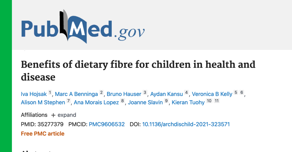 Benefits of dietary fibre for children in health and disease