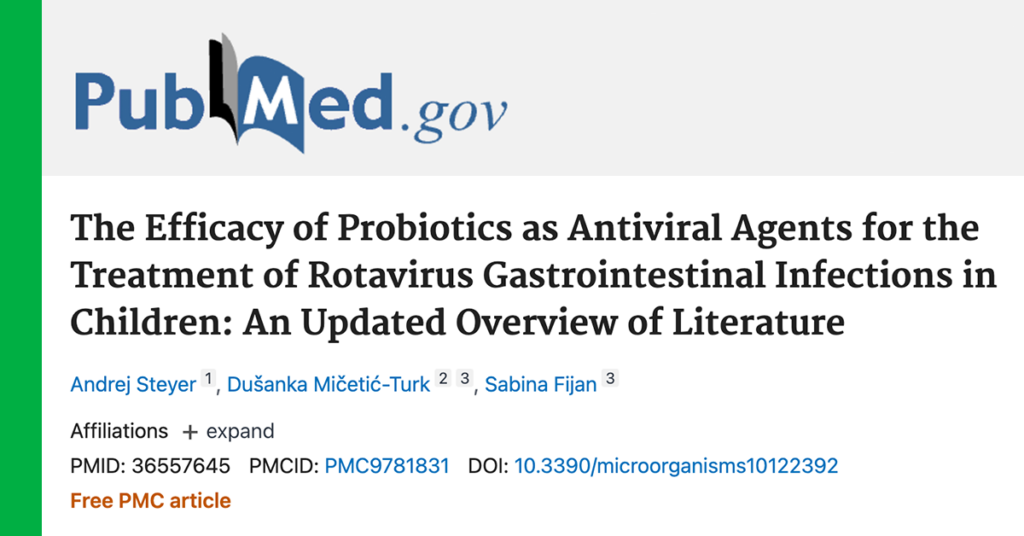 The Efficacy of Probiotics as Antiviral Agents for the Treatment of Rotavirus Gastrointestinal Infections in Children: An Updated Overview of Literature