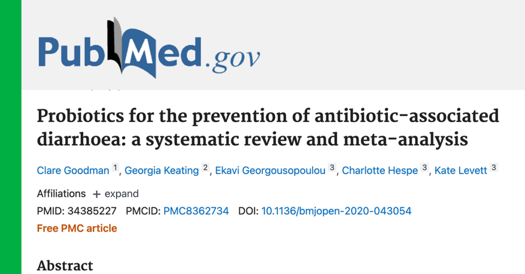 Probiotics for the prevention of antibiotic-associated diarrhoea: a systematic review and meta-analysis
